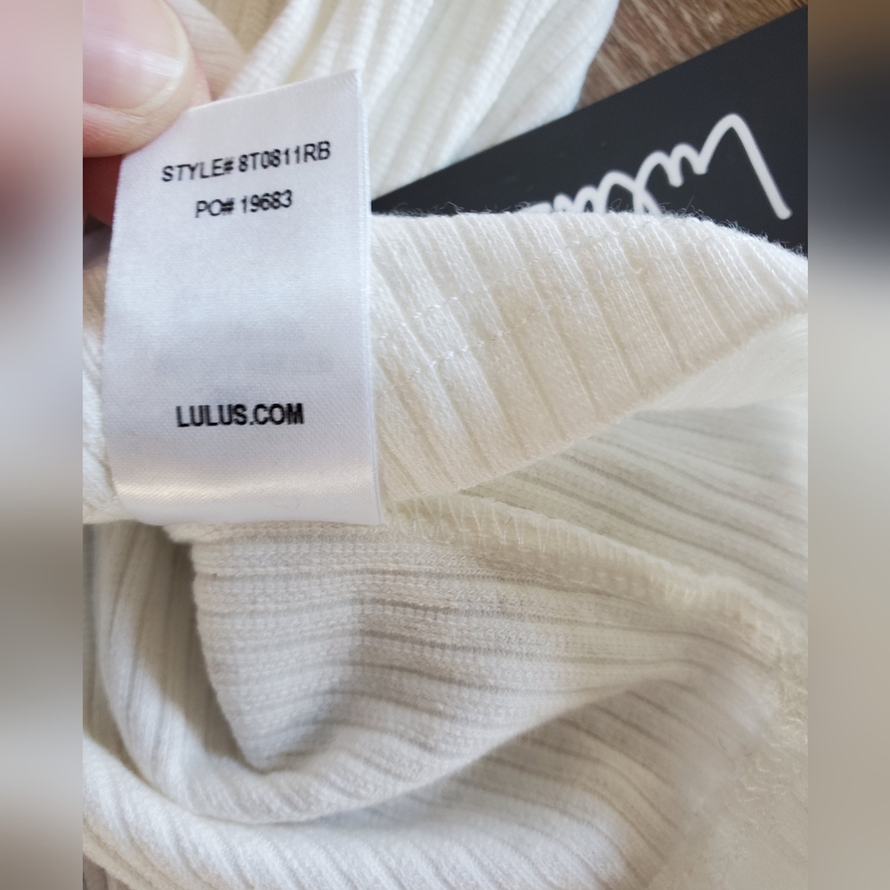 Lulus Poppi White Ribbed Tie-Front Long Sleeve Crop Top XS - Picture 11 of 11
